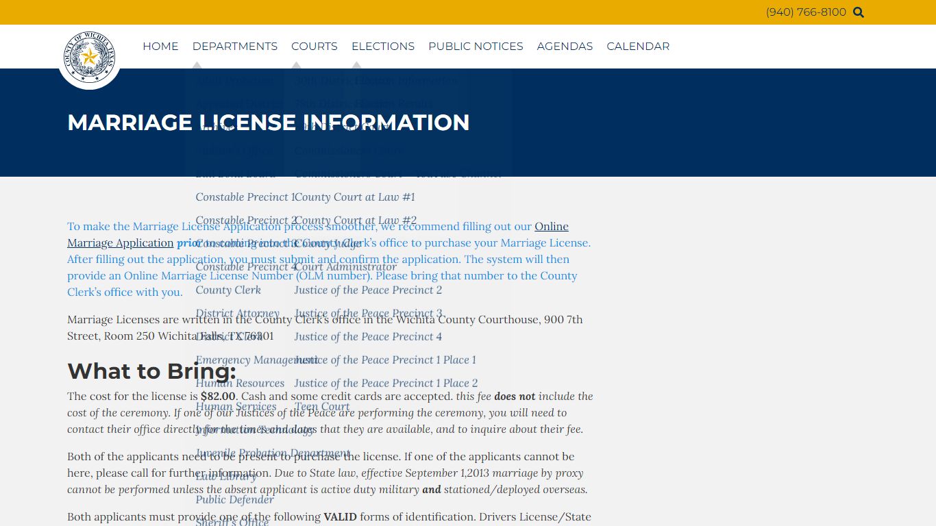 Marriage License Information | Wichita County